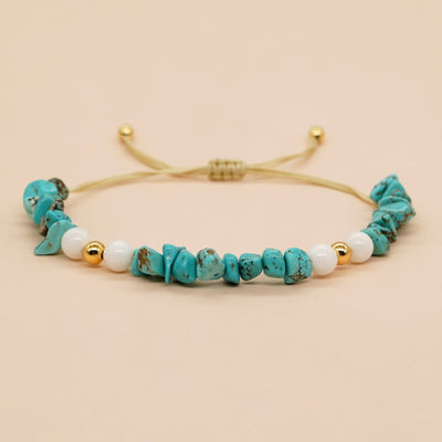 Vintage Bohemian Geometric Gemstone & Acrylic Bead Couple Bracelets