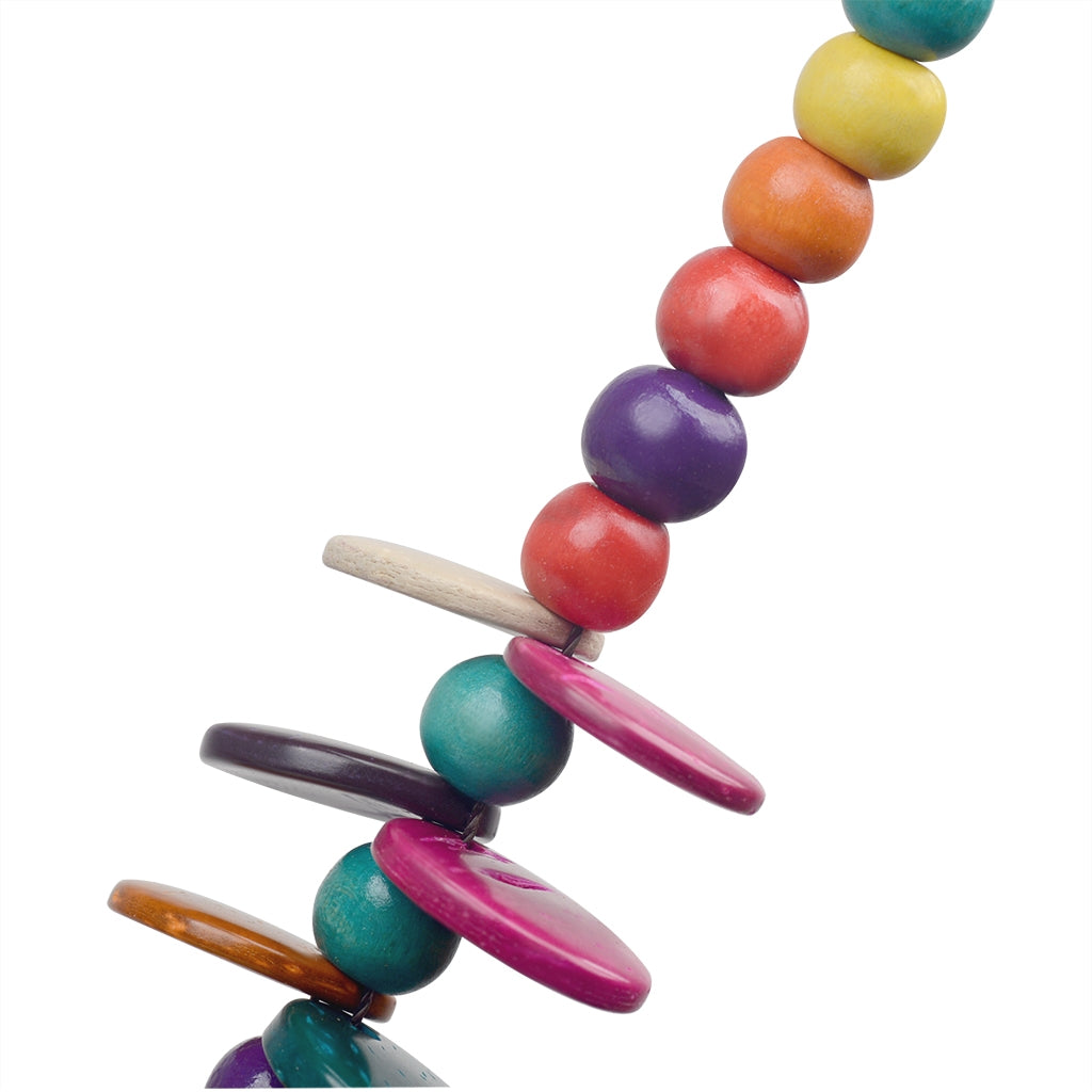 Vintage Geometric Wooden Beads Coconut Shell Long Necklace