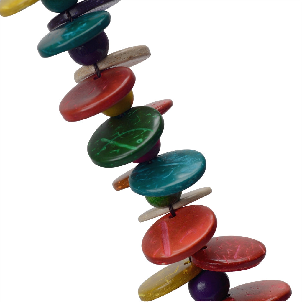 Vintage Geometric Wooden Beads Coconut Shell Long Necklace