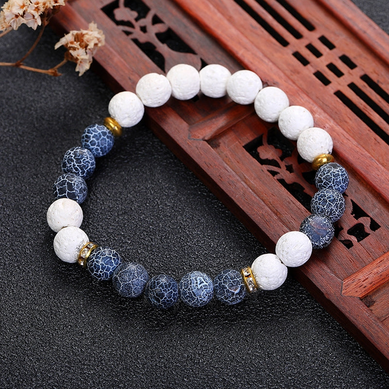 Vintage Ethnic Round Natural Stone Couple Bracelets - Fashion Volcanic Stone Design