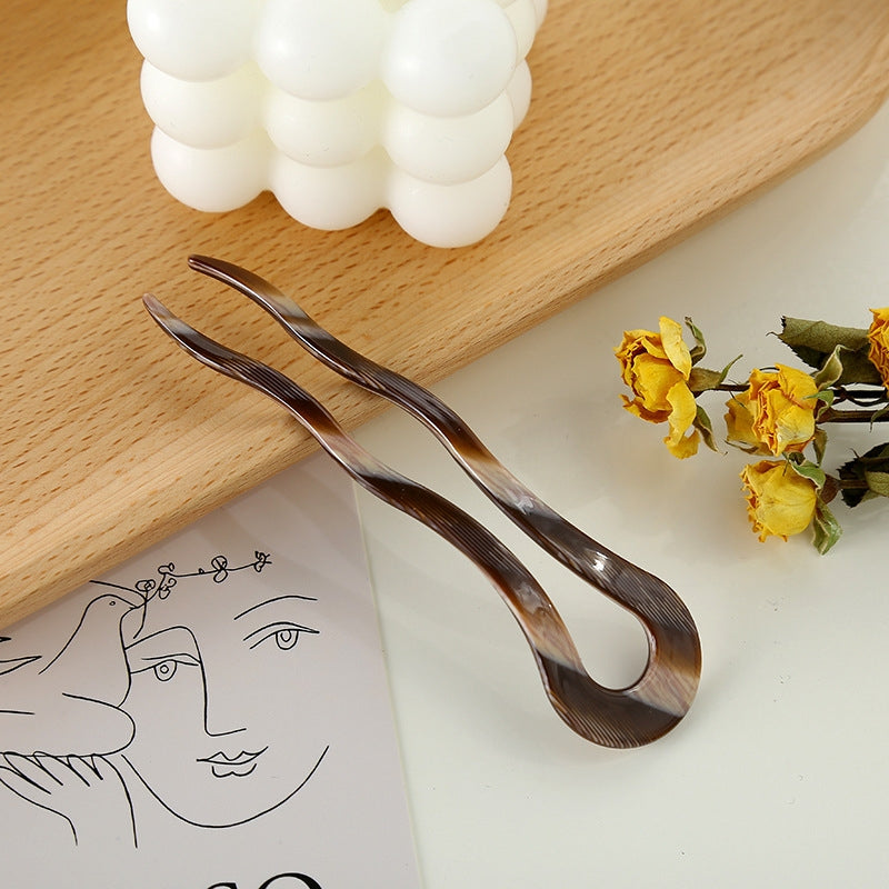 Vintage Geometric Acetate U-Shaped Hairpin Retro Hair Ornament