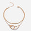 Vintage Geometric Alloy Chain Anklet with Letter Charm - Double Layer Beach Bracelet