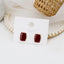Vintage Geometric Enamel Square Stud Earrings with 925 Silver Needle