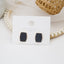 Vintage Geometric Enamel Square Stud Earrings with 925 Silver Needle
