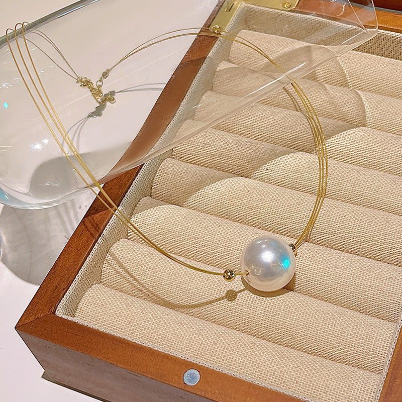 Vintage Geometric Pearl Pendant Necklace and Elegant Pearl Earrings Set