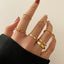 Vintage Geometric Alloy Plated Unisex Ring Set - 6 Pieces