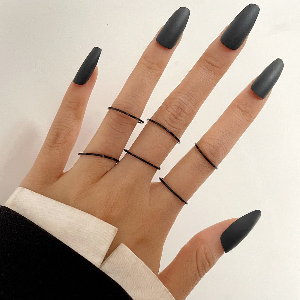 Vintage Geometric Alloy Plated Unisex Ring Set - 6 Pieces