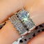 Vintage Geometric Zircon White Gold Plated Bridal Ring Set