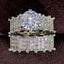 Vintage Geometric Zircon White Gold Plated Bridal Ring Set