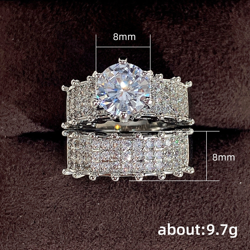 Vintage Geometric Zircon White Gold Plated Bridal Ring Set