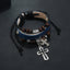 Vintage Geometric PU Leather Beaded Cross Cowhide Bracelet