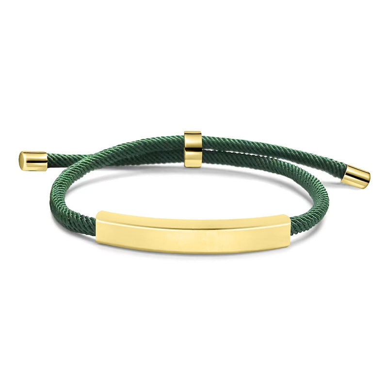 Vintage Geometric Rectangle Stainless Steel Unisex Bracelet with Lettering Print