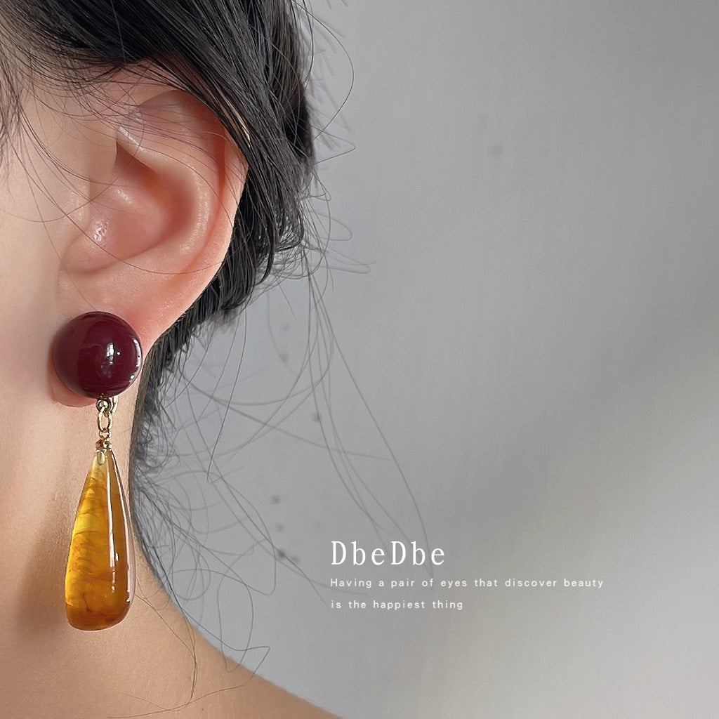 Vintage Geometric Resin Clip-On Earrings for Women