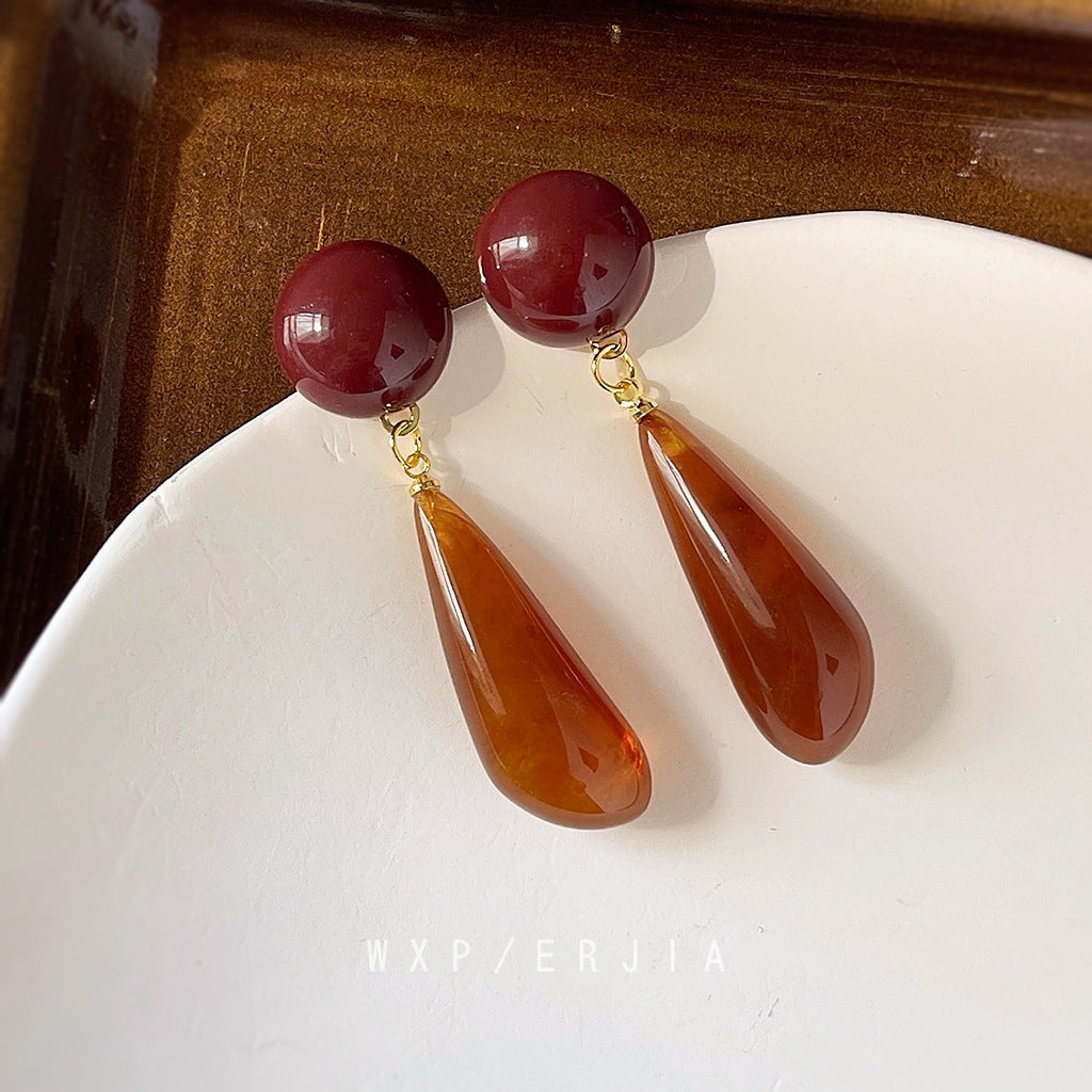 Vintage Geometric Resin Clip-On Earrings for Women