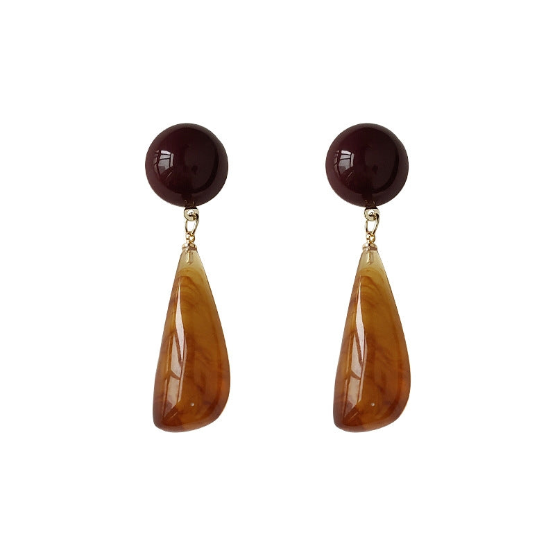 Vintage Geometric Resin Clip-On Earrings for Women