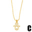 Vintage Hand of Fatima Copper Gold Plated Zircon Pendant Necklace