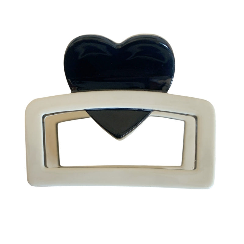 Vintage Heart & Square Acetate Hair Claw Clip Set