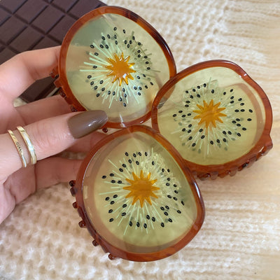 Vintage Kiwi Fruit Acetate Hair Claw Clip