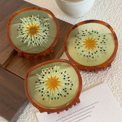Vintage Kiwi Fruit Acetate Hair Claw Clip