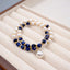 Vintage Modern Round Pearl Kyanite Stacking Bracelet