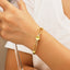 Vintage European and American Style 18K Gold Plated Stainless Steel Bangle with Fine Diamonds for Women