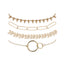 Vintage Geometric Leaf & Arrow Metal Bracelet Set - 4 Piece European Style