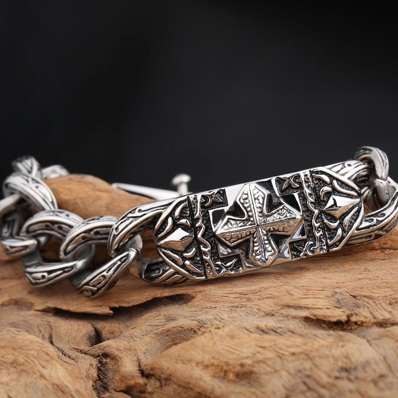 Vintage Rock Cross Titanium Steel Bracelet