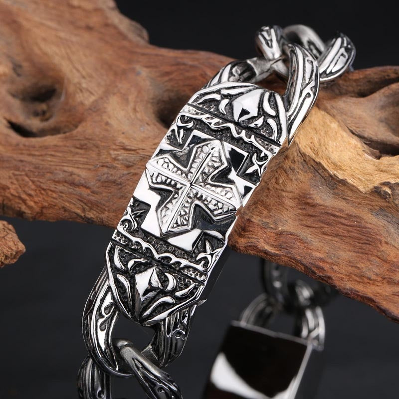 Vintage Rock Cross Titanium Steel Bracelet