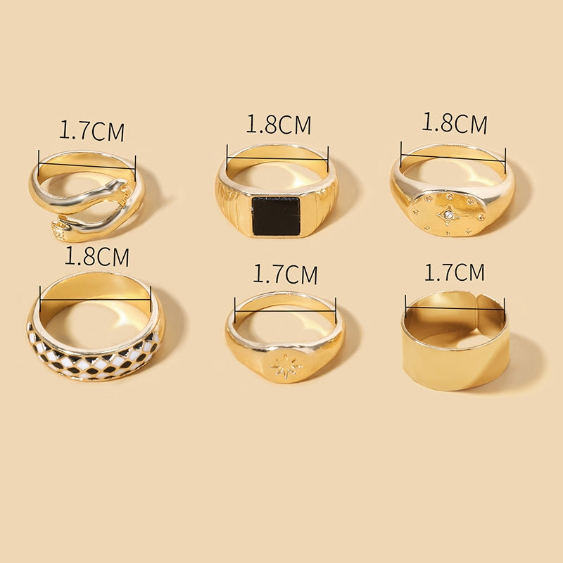 Vintage Roman Alloy Enamel Stacking Rings Set for Women