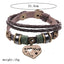 Vintage Romantic Heart Shape Leather Layered Unisex Bracelet
