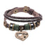 Vintage Romantic Heart Shape Leather Layered Unisex Bracelet