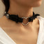 Vintage Gothic Spider Skull Leather Choker Necklace for Women