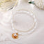 Vintage Shell Alloy Double Layer Anklet with Faux Pearl Pendant