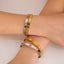 Vintage Geometric Heart 18K Gold Plated Stainless Steel Zircon Bangle and Diamond Inlaid Peach Heart Bracelet for Women
