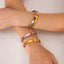 Vintage Geometric Heart 18K Gold Plated Stainless Steel Zircon Bangle and Diamond Inlaid Peach Heart Bracelet for Women