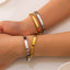 Vintage Geometric Heart 18K Gold Plated Stainless Steel Zircon Bangle and Diamond Inlaid Peach Heart Bracelet for Women