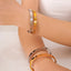 Vintage Geometric Heart 18K Gold Plated Stainless Steel Zircon Bangle and Diamond Inlaid Peach Heart Bracelet for Women