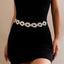 Vintage Geometric Irregular Iron Chain Belt and Fluid Circle Pendant Necklace for Women