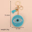 Vintage Style Heart Eye PU Leather Keychain with Rhinestone Tassel Pendant