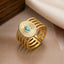 Vintage Geometric Turquoise 18k Gold Plated Open Ring