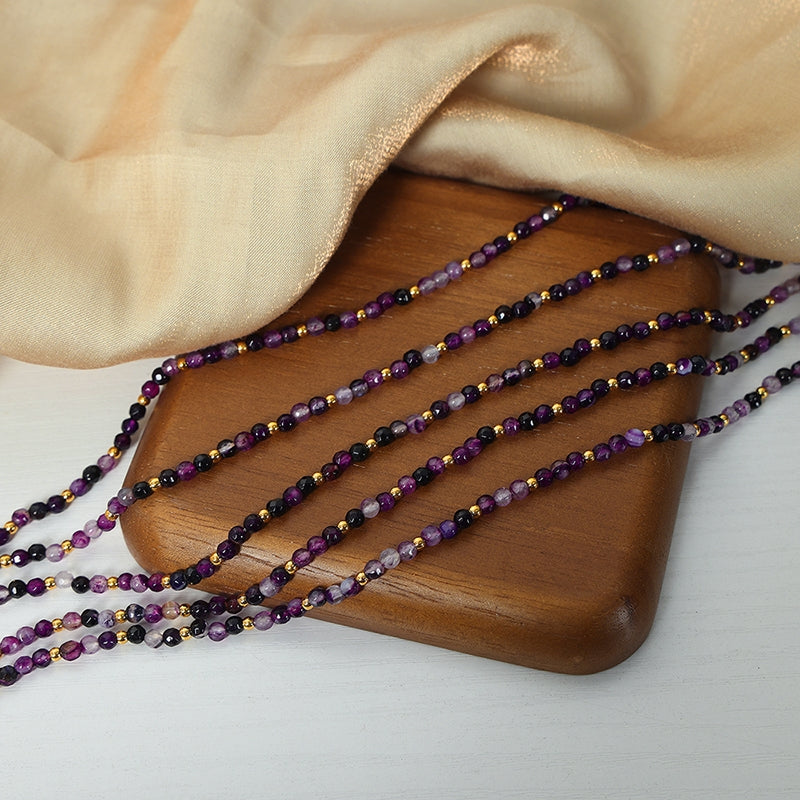 Vintage Geometric Natural Stone 18k Gold Plated Titanium Steel Necklace