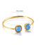 Vintage Square Titanium Steel 18K Gold Plated Open Bangle Bracelet
