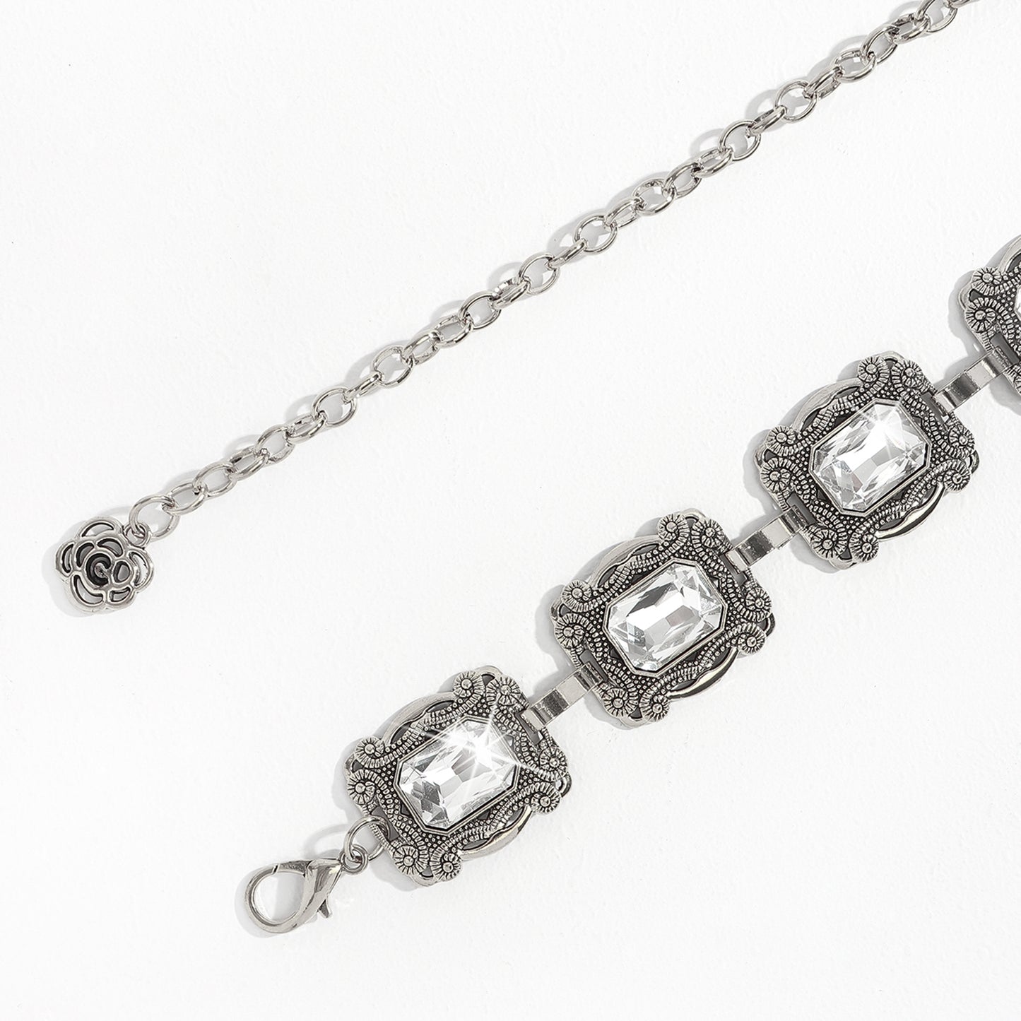 Vintage Rhinestone Inlay Rectangle Alloy Women's Chain Belt