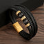 Vintage Style Handmade Men's Leather Bracelet with Electroplated Stainless Steel