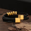 Vintage Style Handmade Men's Leather Bracelet with Electroplated Stainless Steel
