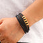 Vintage Style Handmade Men's Leather Bracelet with Electroplated Stainless Steel