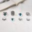 Vintage Bohemian Turquoise Leaf Totem Women's Ring Set - 8 Pieces