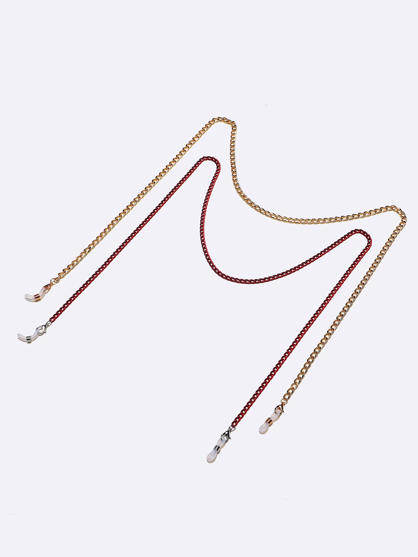 Vintage Two-Piece Gold and Red Glasses Chain with Thick Aluminum Links
