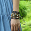 Vintage Cyberpunk Retro Woven Cowhide Leather Bracelet Set