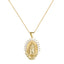 Virgin Mary Halo Pendant Geometric Lotus Copper Gold-Plated Zircon Necklace